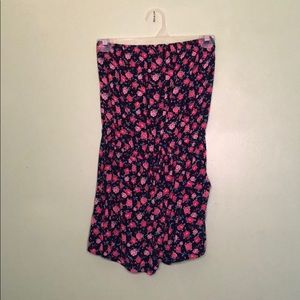 Forever 21 Floral Elastic  Strapless Romper Size S